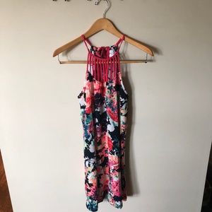 Preppy strappy floral mini dress